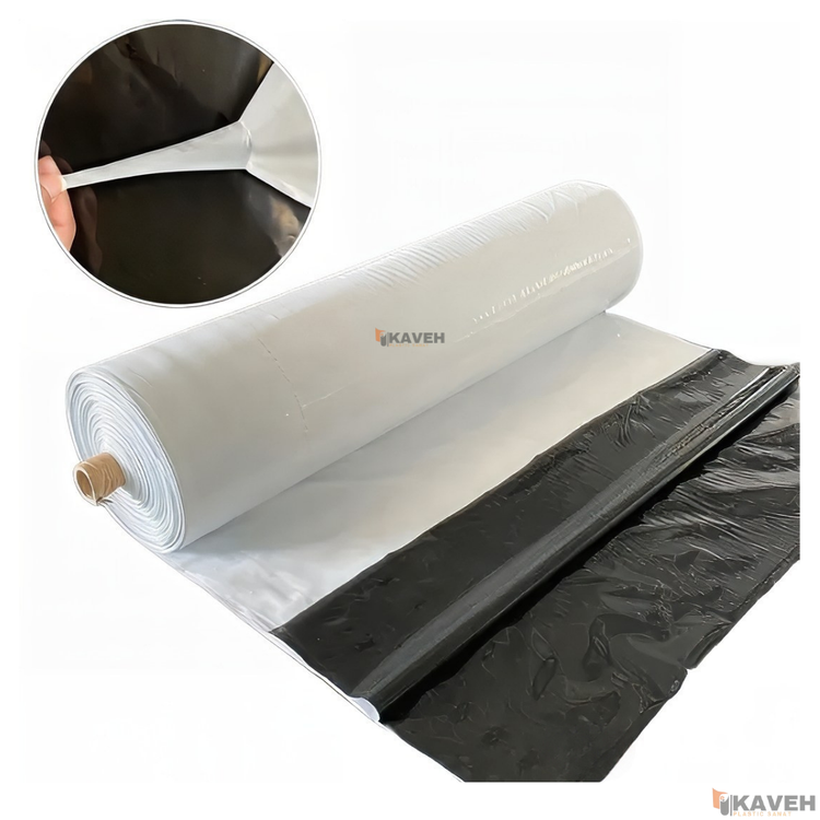 مالچ پلاستیکی باغبانی عرض ۱۰۰ سانتیمتر و ضخامت ۱۰۰ میکرون با ۳ درصد یو وی